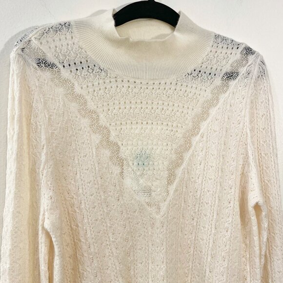 Last Chance! New Sézane Anneli 100% Merino Wool Retro Knit Sweater Ecru XS - Picture 5 of 8